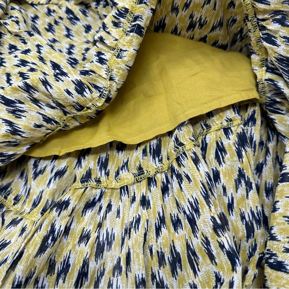 Joie Pismo Abstract Animal Print Long Sleeve Midi Dress Soft Citrus Size S - Picture 6 of 7